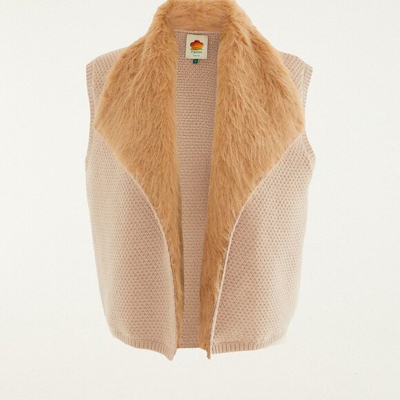 NWT Farm Rio beige fur sleeveless knit vest L Priced to sell - Picture 6 of 11